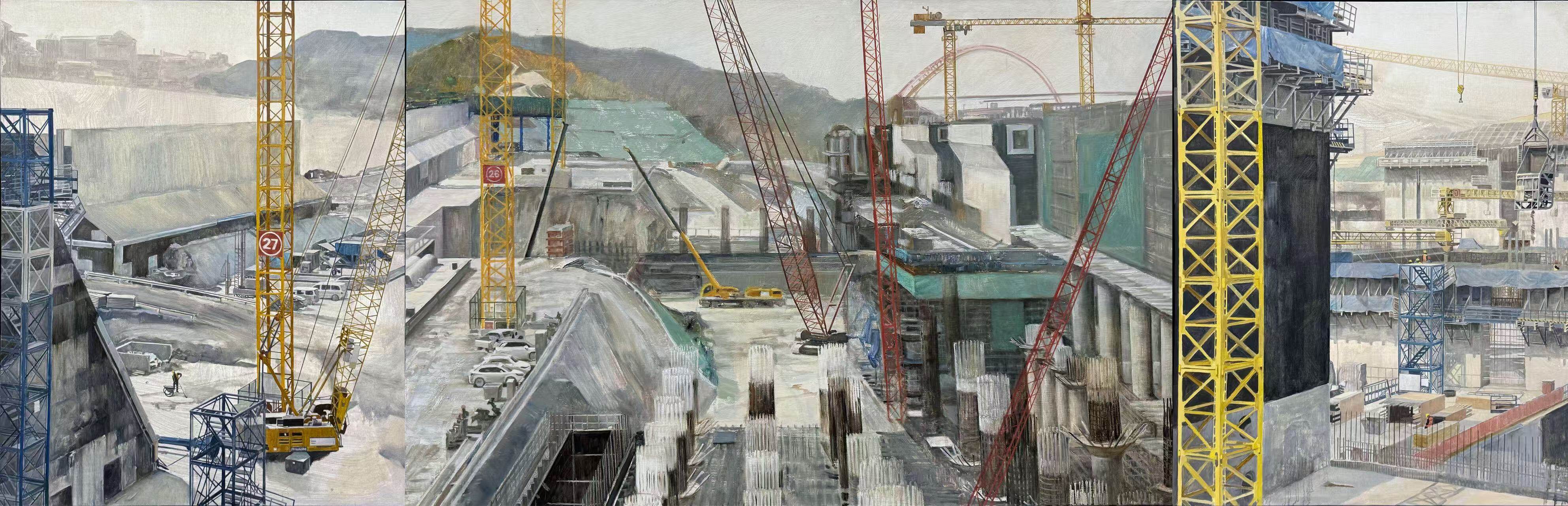 13.李丹《建设中的马道枢纽》100cm×310cm油画2025年.jpg