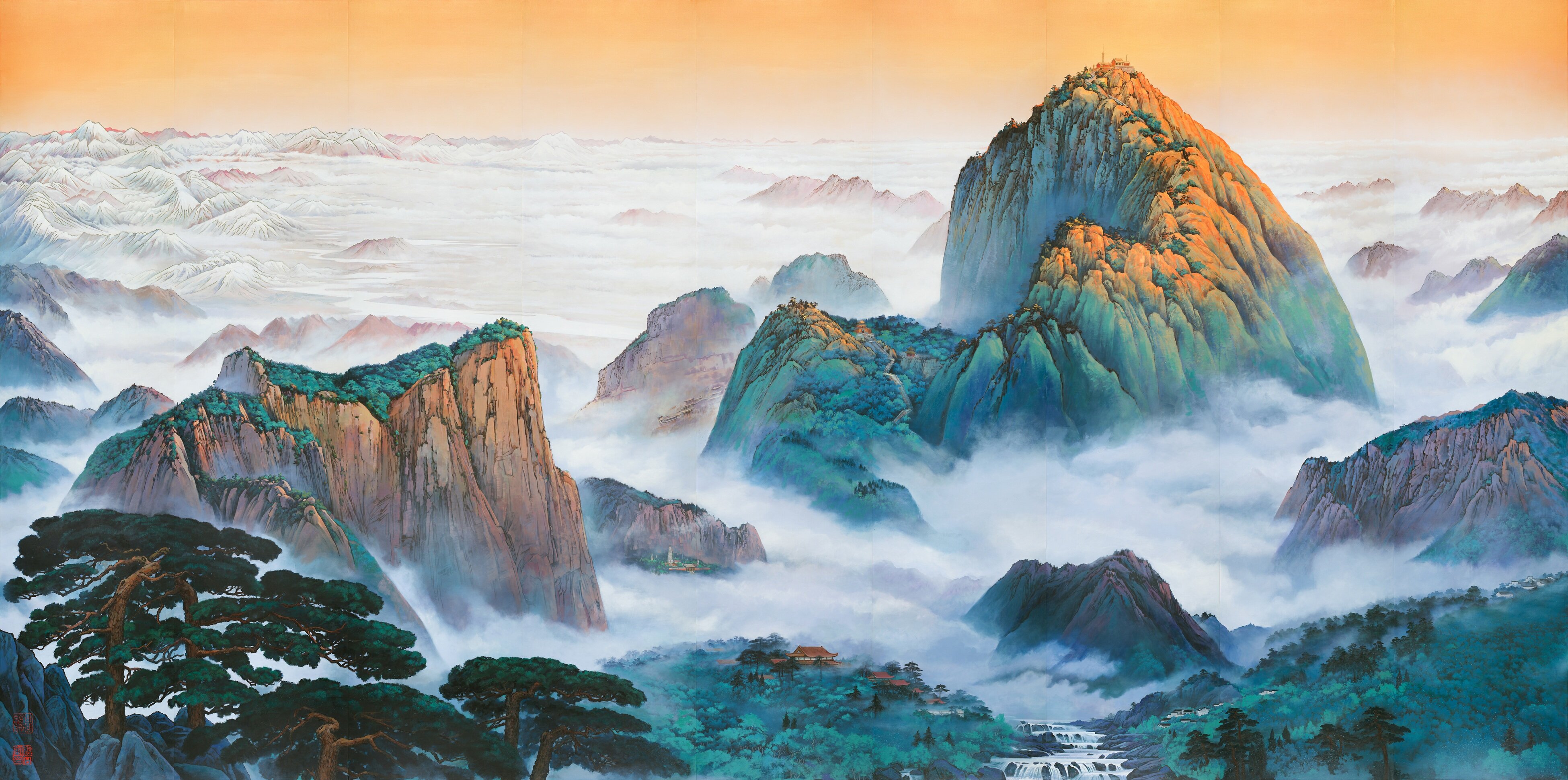 4.程向军《山河揽胜》壁画方案稿175cm×95cm亚麻布丙烯材料2022年安装于中国国家版本馆.jpg