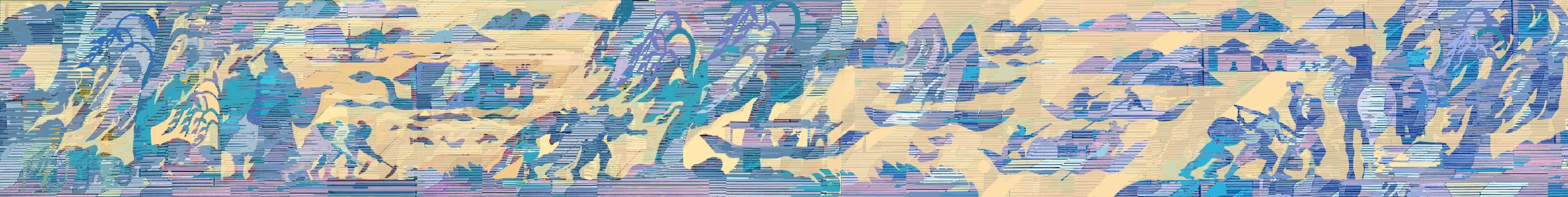19.伍璐璐、张嘉怿、王苗苗《千年柳岸，古今相望》，展出作品尺寸：100cm×180cm金属2026年.jpg